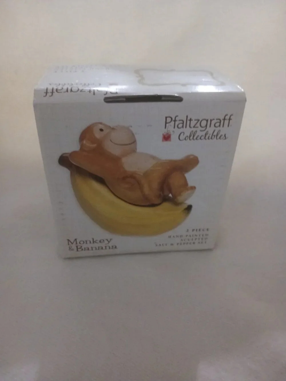 New in Box Pfaltzgraff Collectibles Monkey and Banana Salt and Pepper Shakers